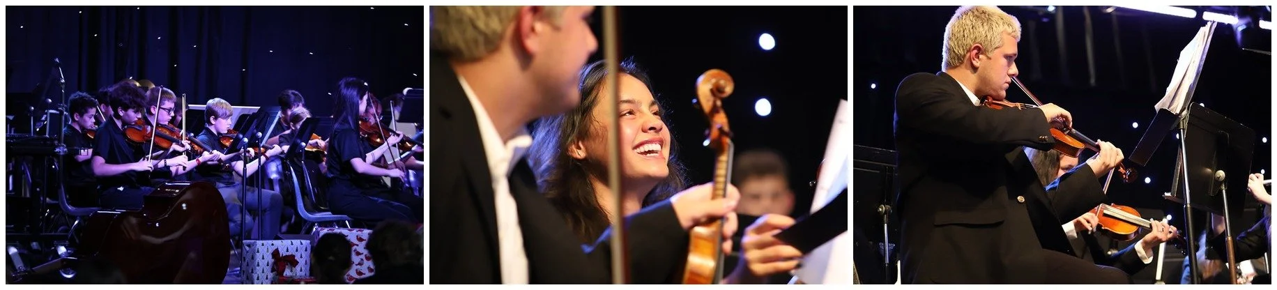 TCS Orchestra students performing on violin