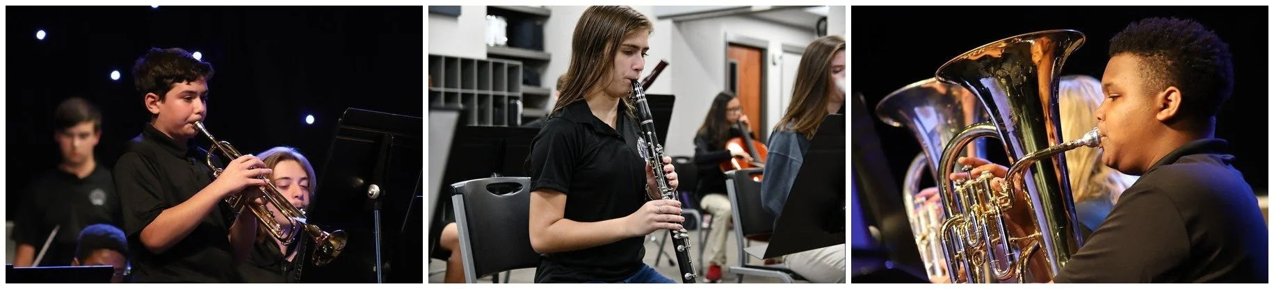 TCS Band students performing on brass instruments