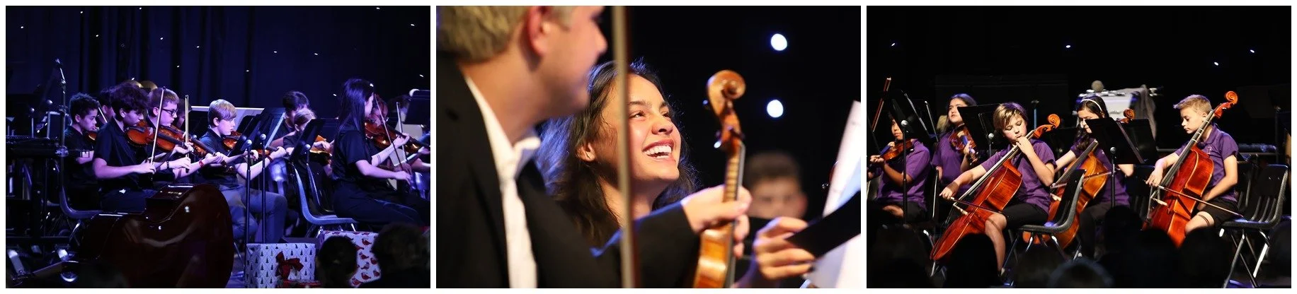 TCS Orchestra students performing on violin