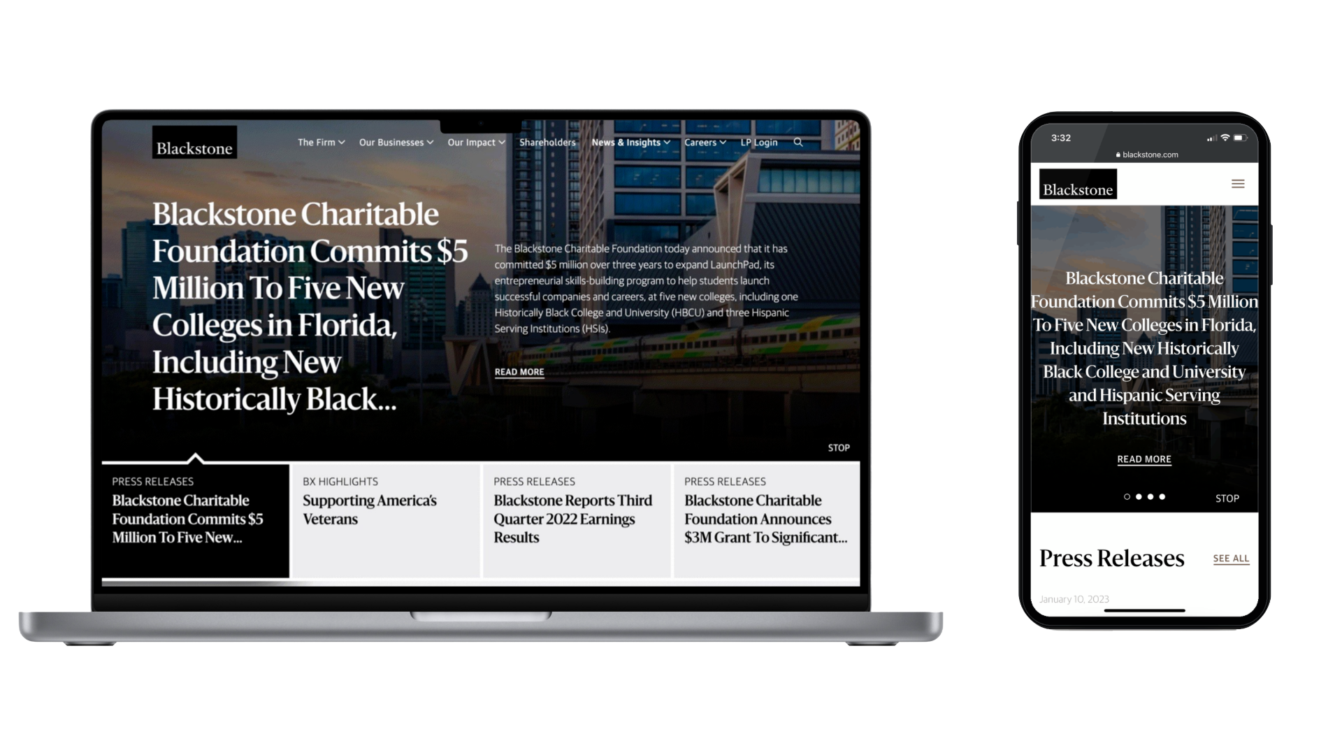 Blackstone digital experience hero composition