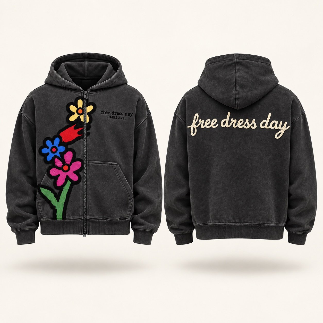 Vintage black Wildflower hoodie