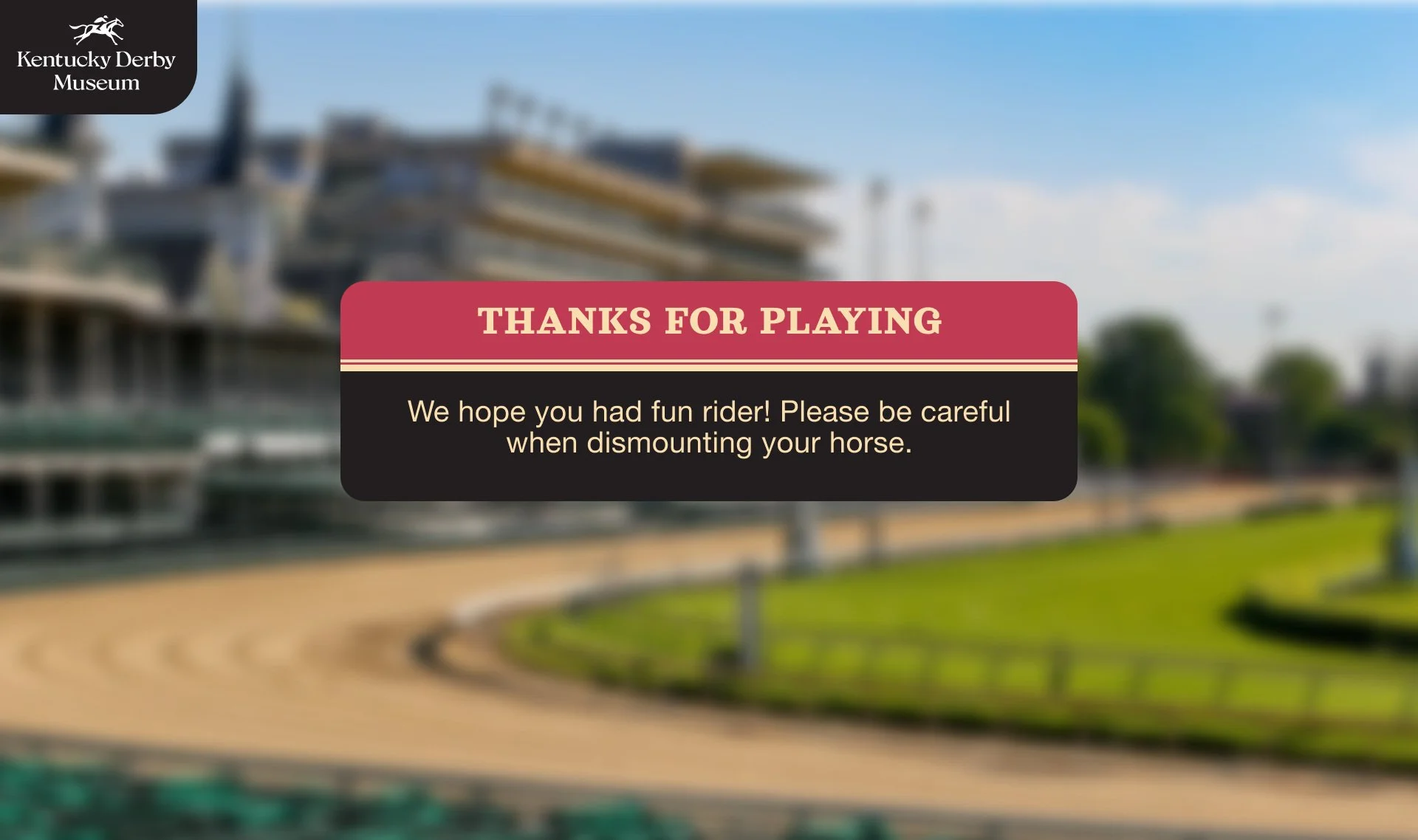 Finish the visit: Riders Up screen preview.