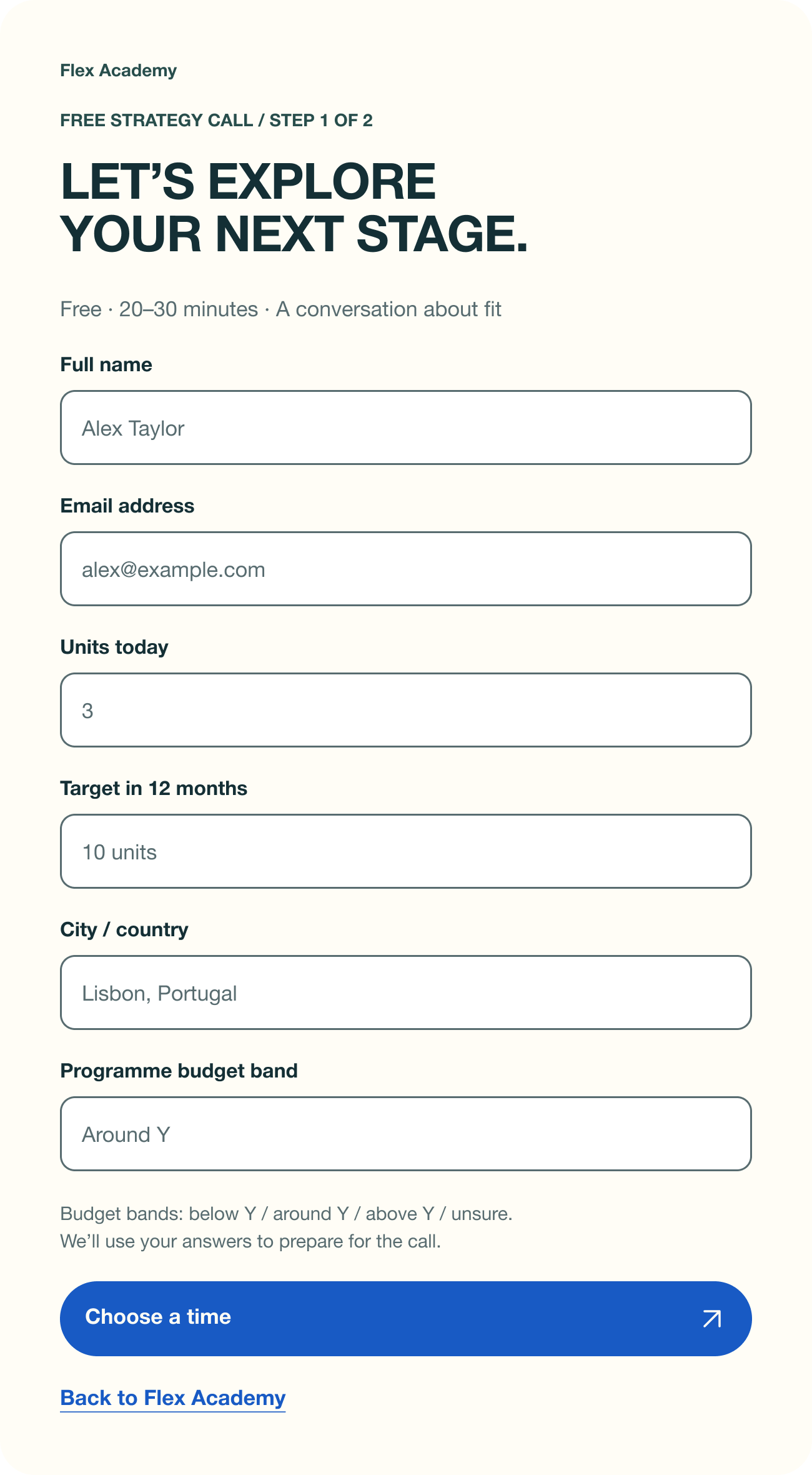 Scale strategy call qualification form