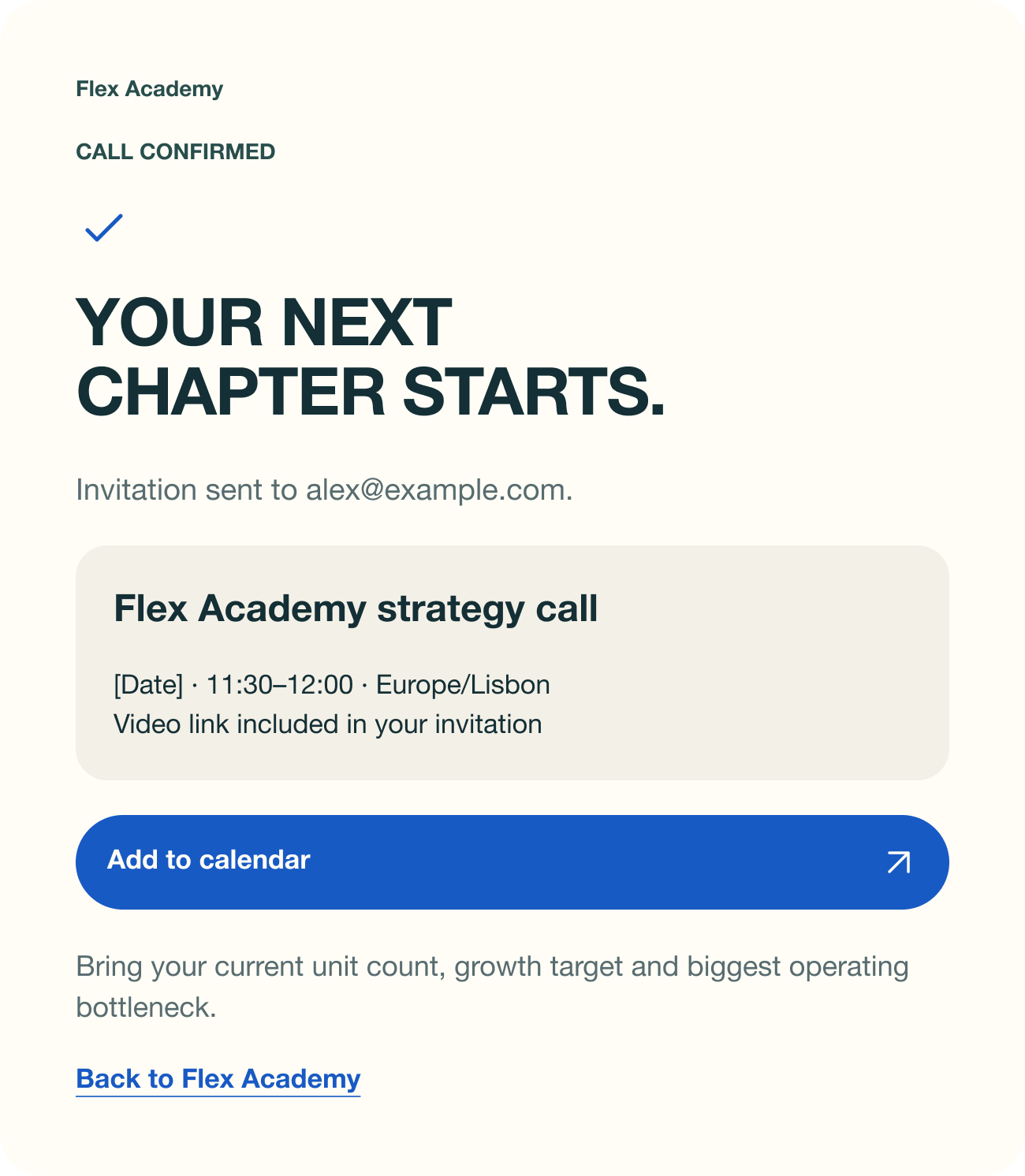 Scale strategy call booking confirmation