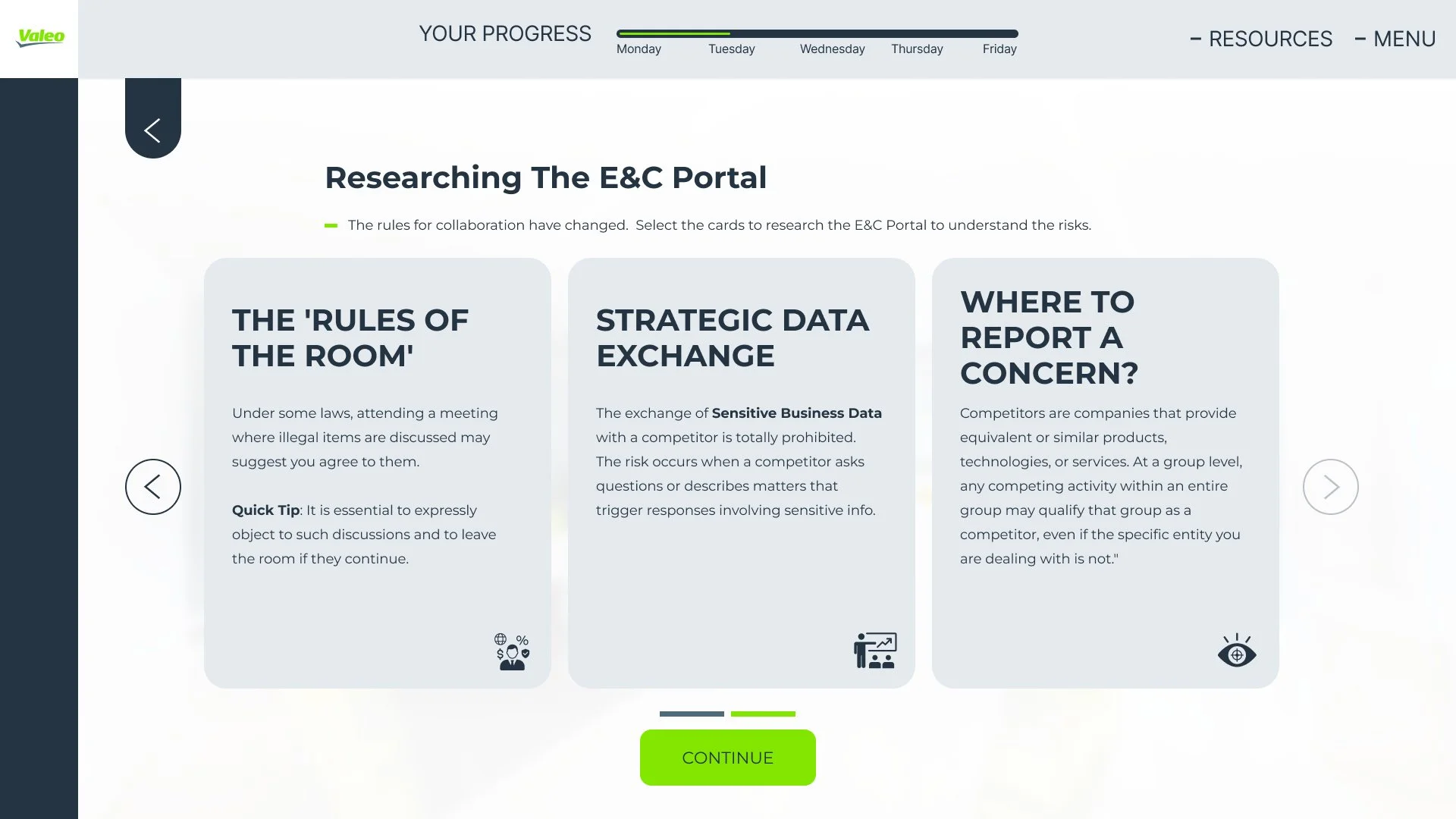 Competition guidance presented as three topic cards