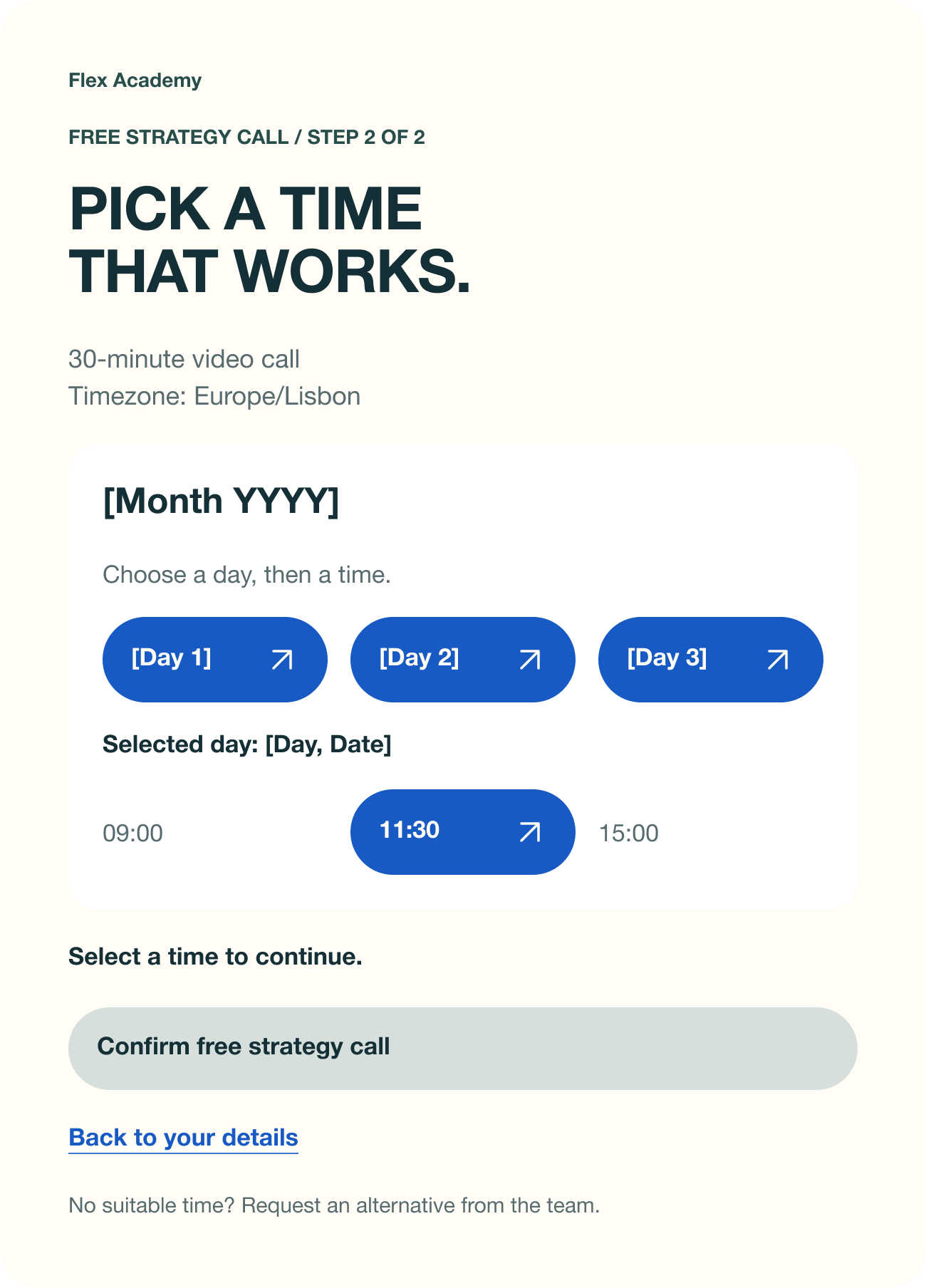 Scale strategy call calendar
