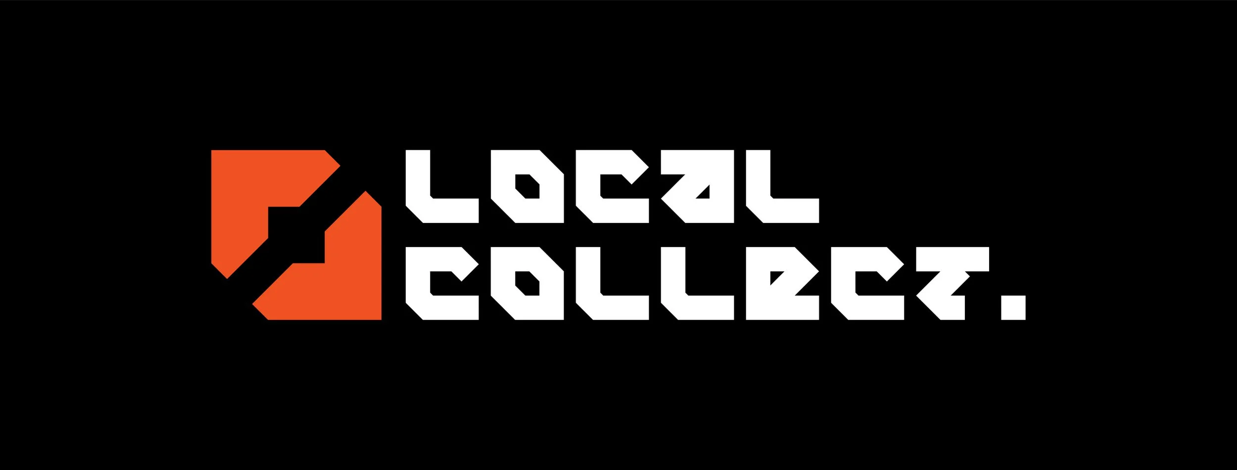 White Local Collective wordmark with orange symbol
