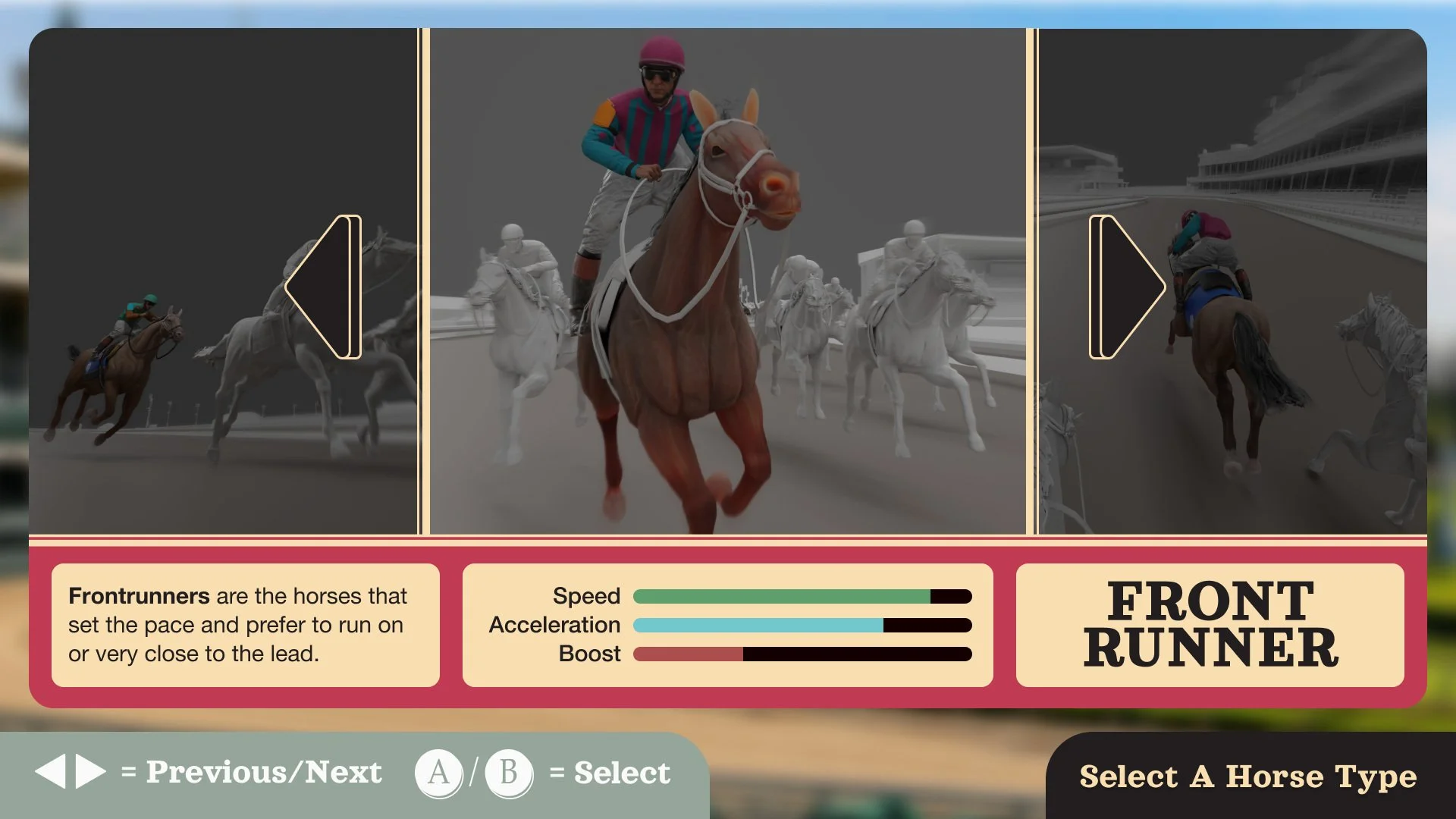 Choose a horse: Riders Up screen preview.