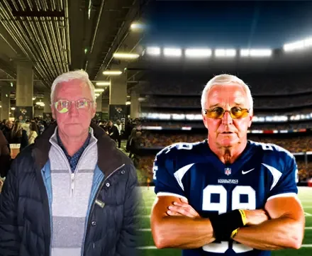 AI photo booth hire London — NFL fan transformed into a Jacksonville Jaguars player at Wembley Stadium by Social Jungle