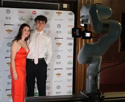 GlamCam hire Aberdeen — guest captured in slow-motion video by the Social Jungle GlamCam robotic arm at a corporate event