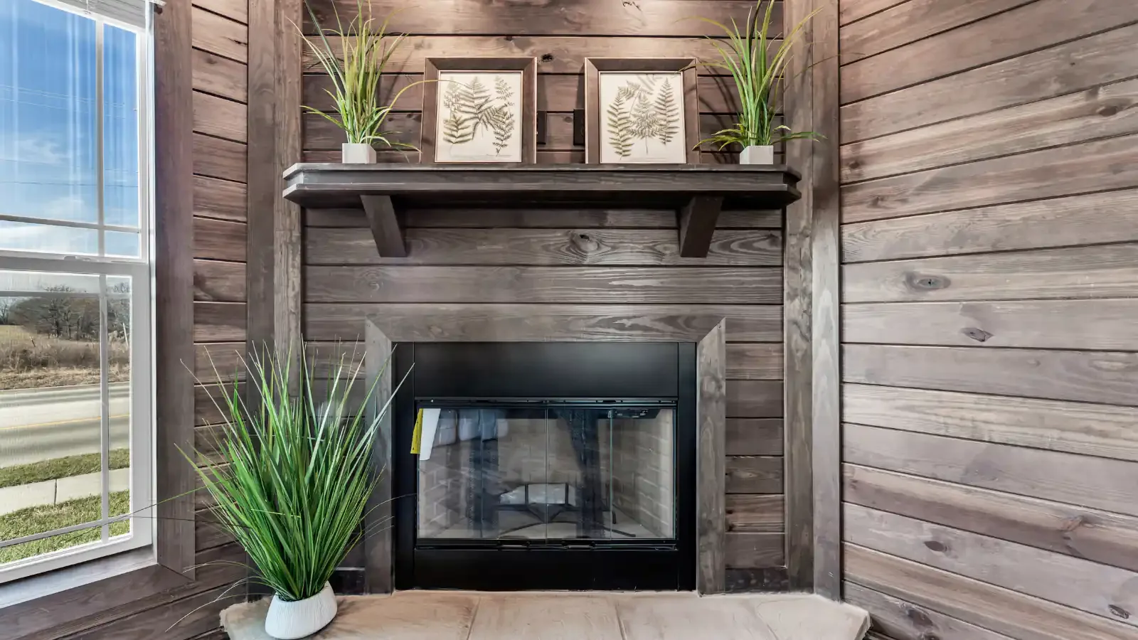 Three Stone Homes Model 7 Fireplace Feature Wall, financed by BuildBuyRefi.com