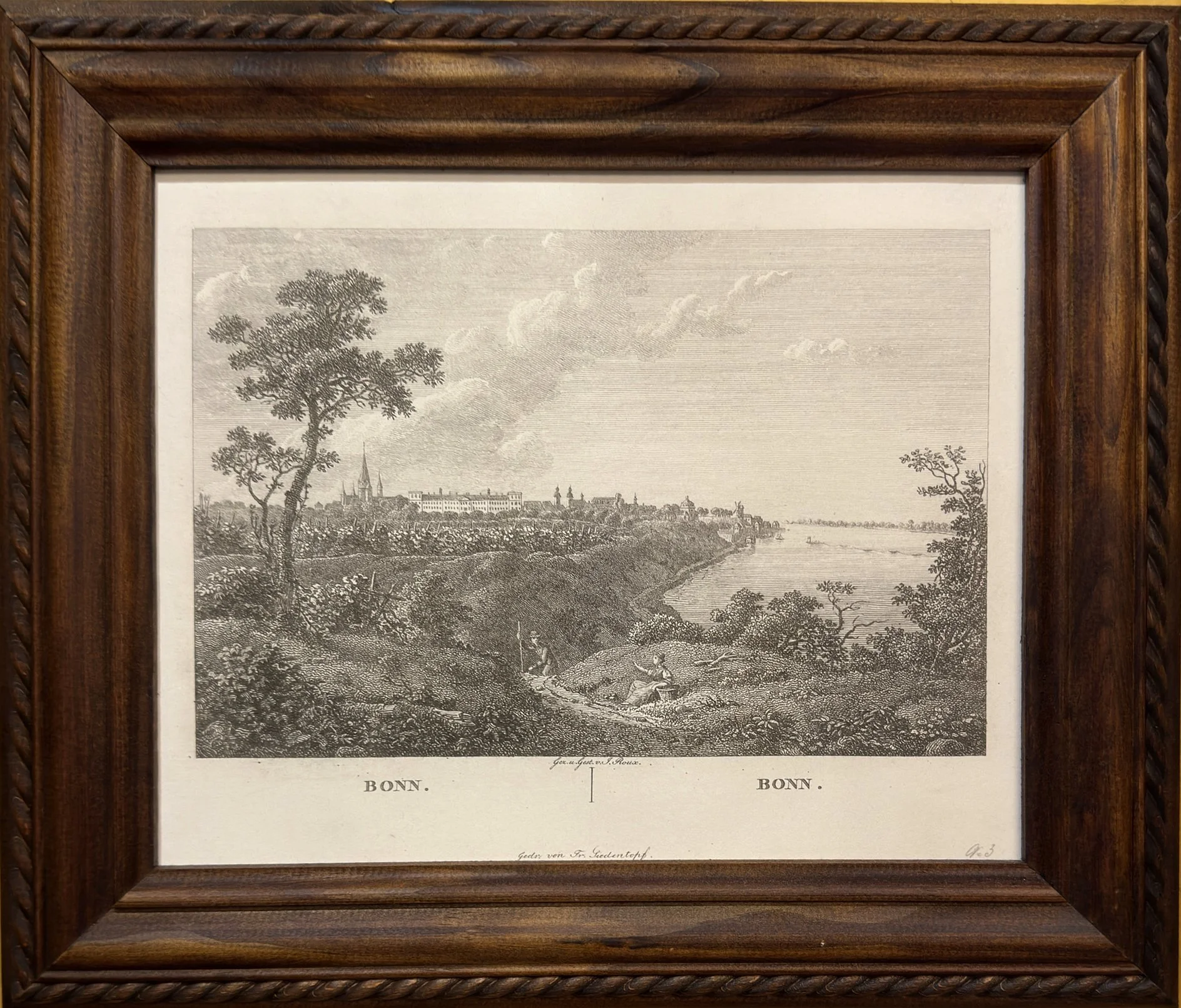 Bonn, view from the banks of the Rhine by Jakob Wilhelm Christian Roux