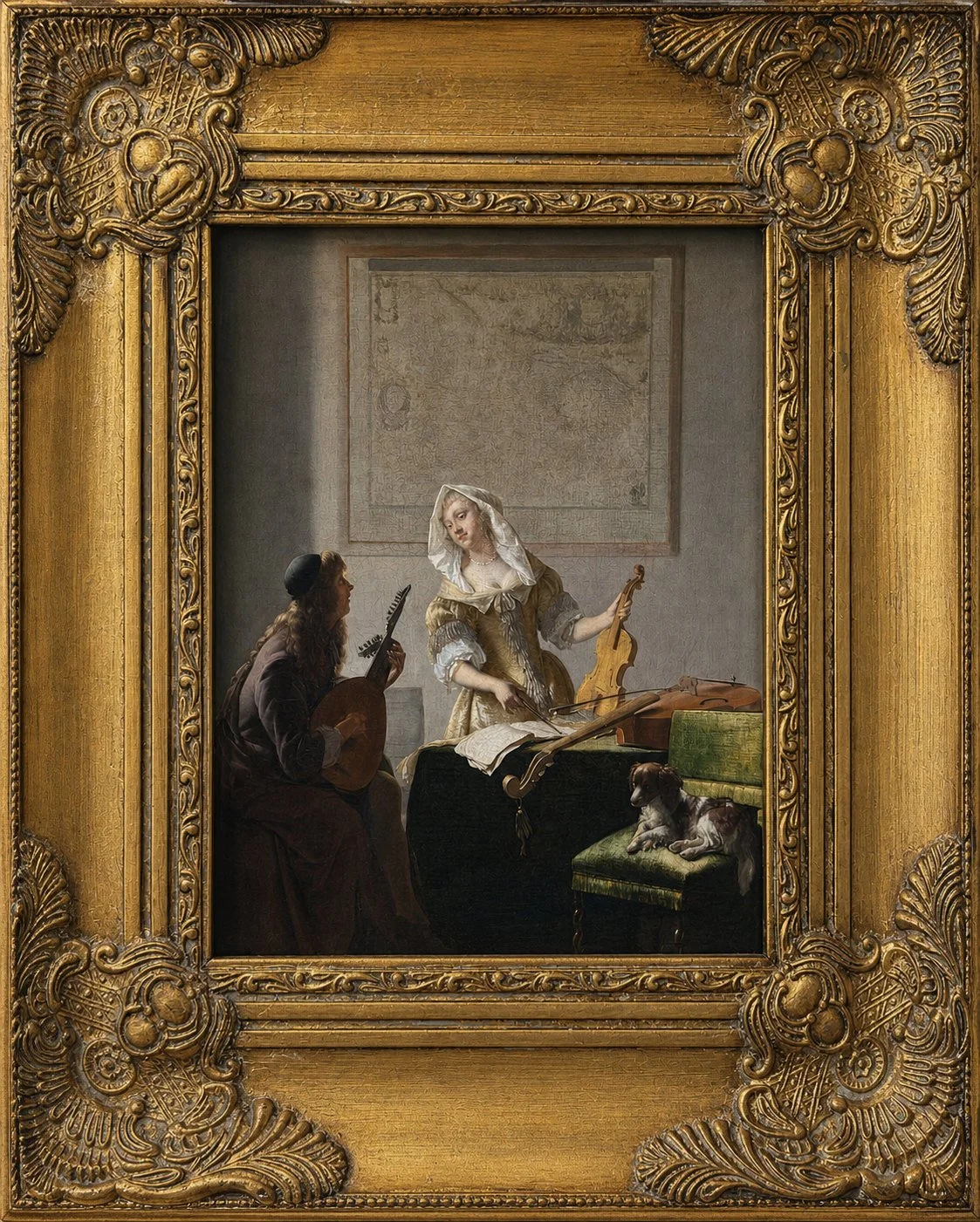 The Music Lesson (framed reproduction) by Artist unknown