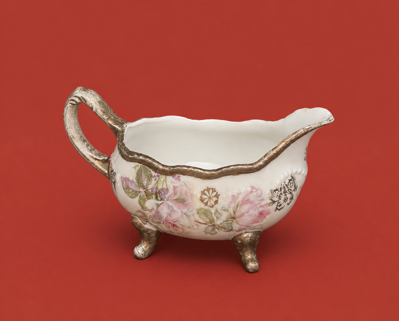 Floral Porcelain Gravy Boat by Maker unrecorded