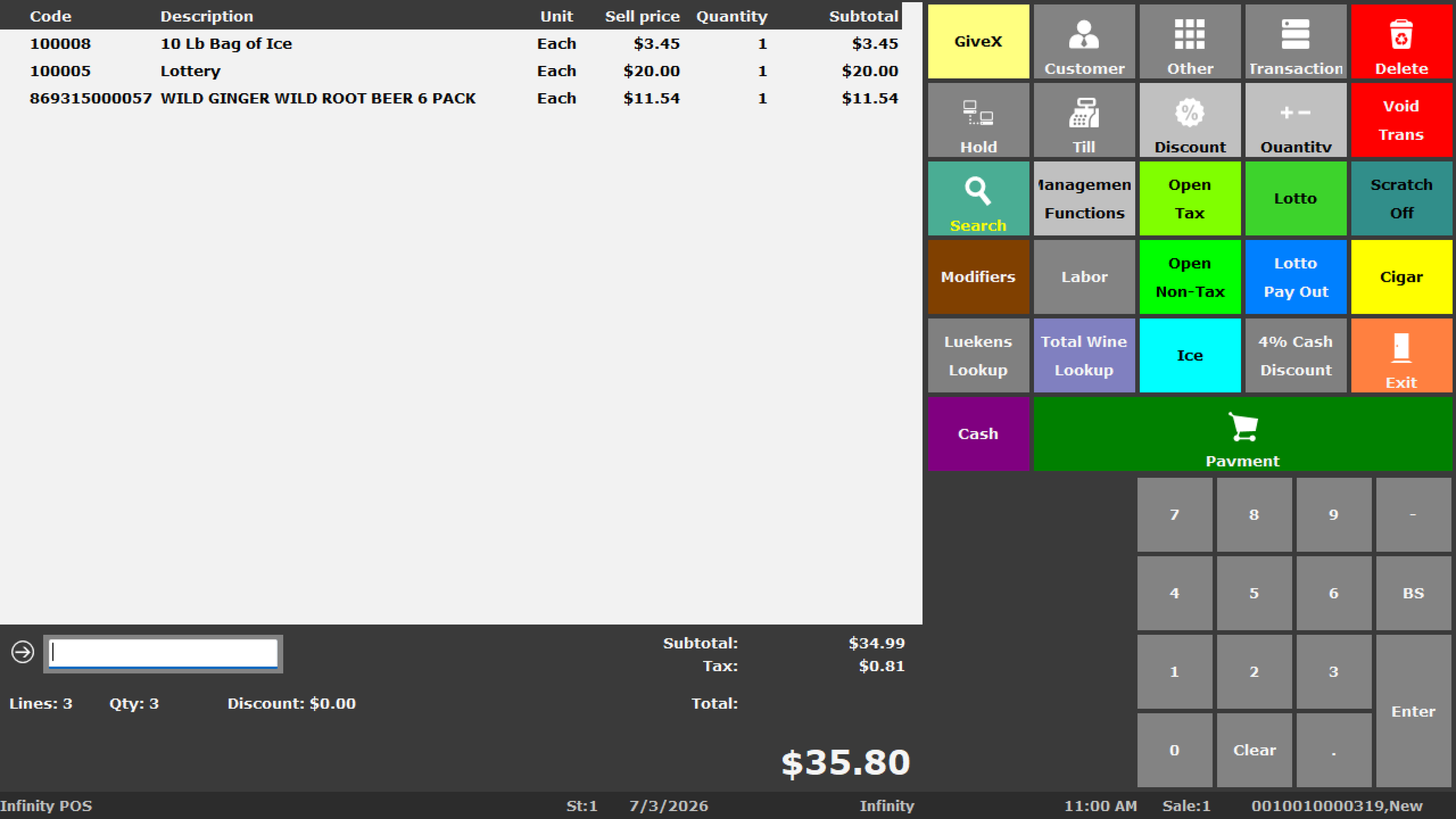 BizTracker Infinity POS software screen showing retail sales, inventory and reporting tools