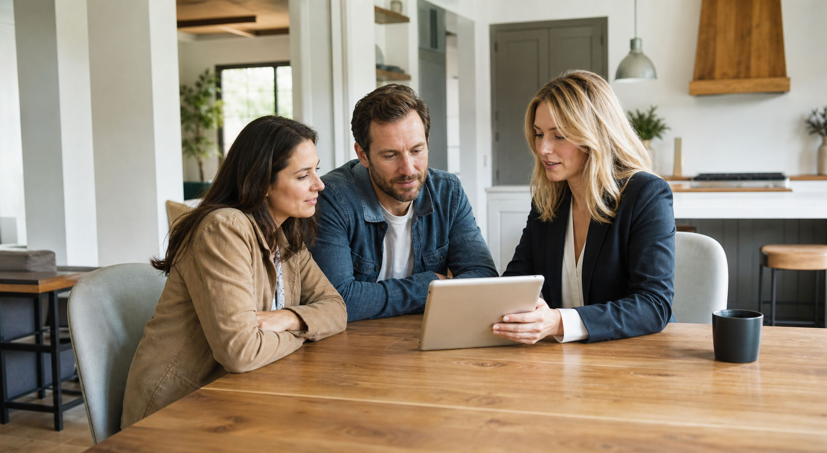 Home buyer consultation in a bright Grand Rapids home setting