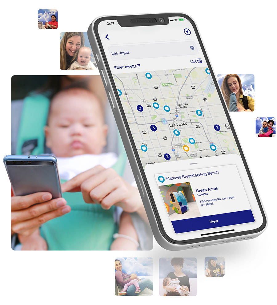 Mamava app showing nearby lactation spaces