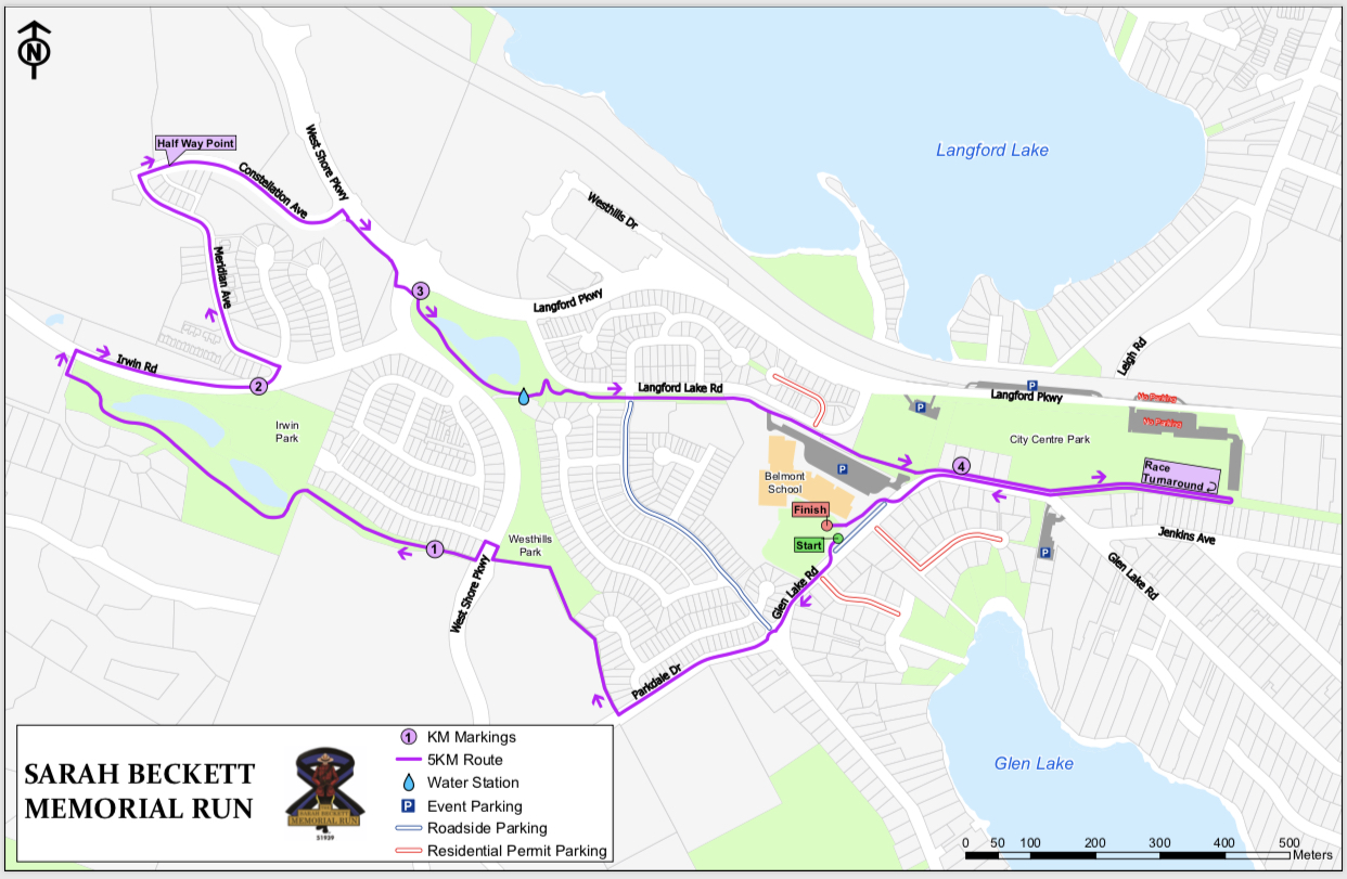 This is the route for the inaugural Sarah Beckett Memorial Run in Langford on Saturday (MAP)