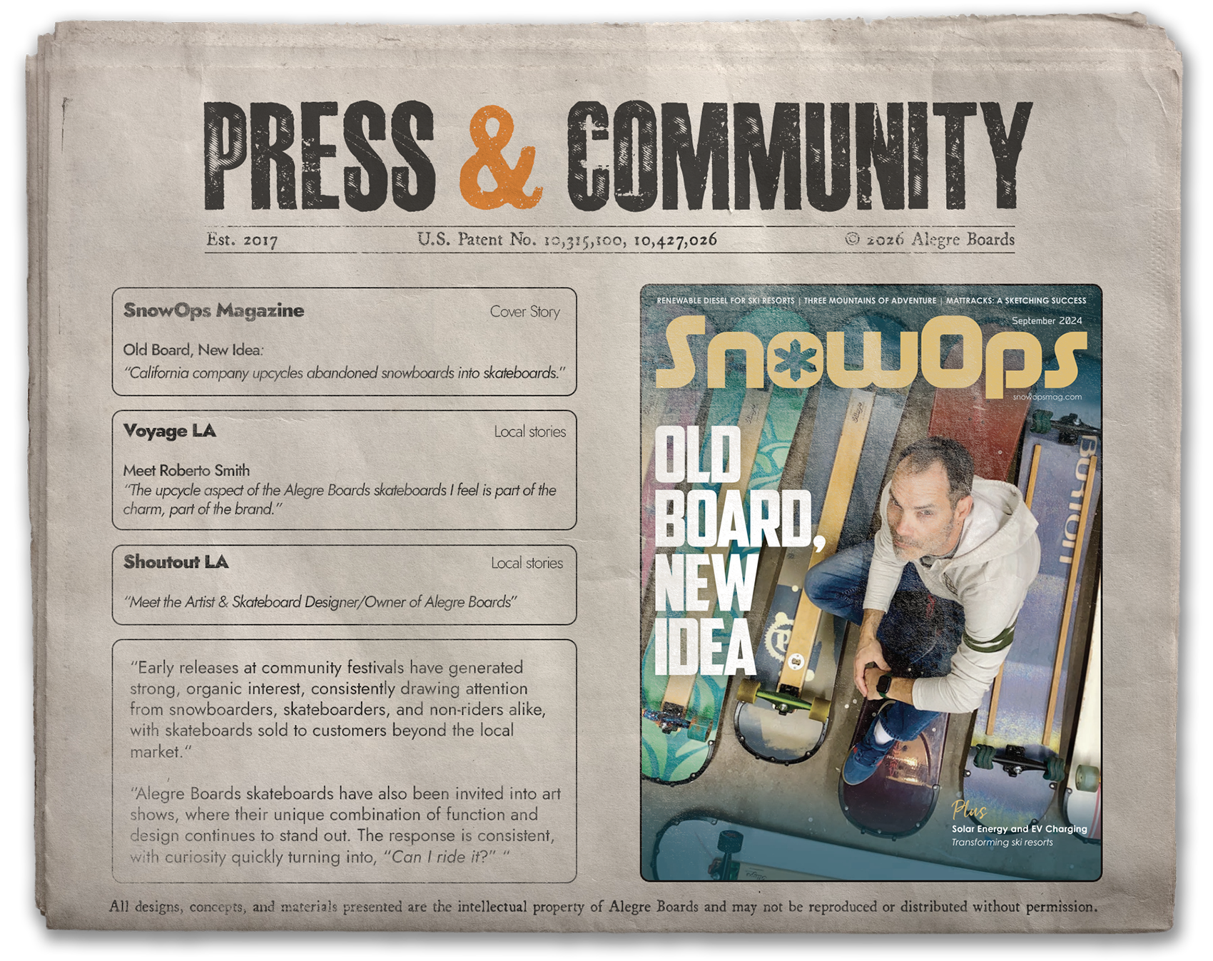 Alegre Boards Press and Community