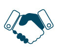Line illustration of two hands shaking