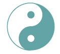 Line illustration of a ying yang symbol