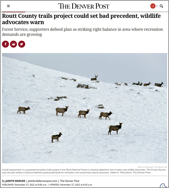 Denver Post: Routt County trails project could set bad precedent