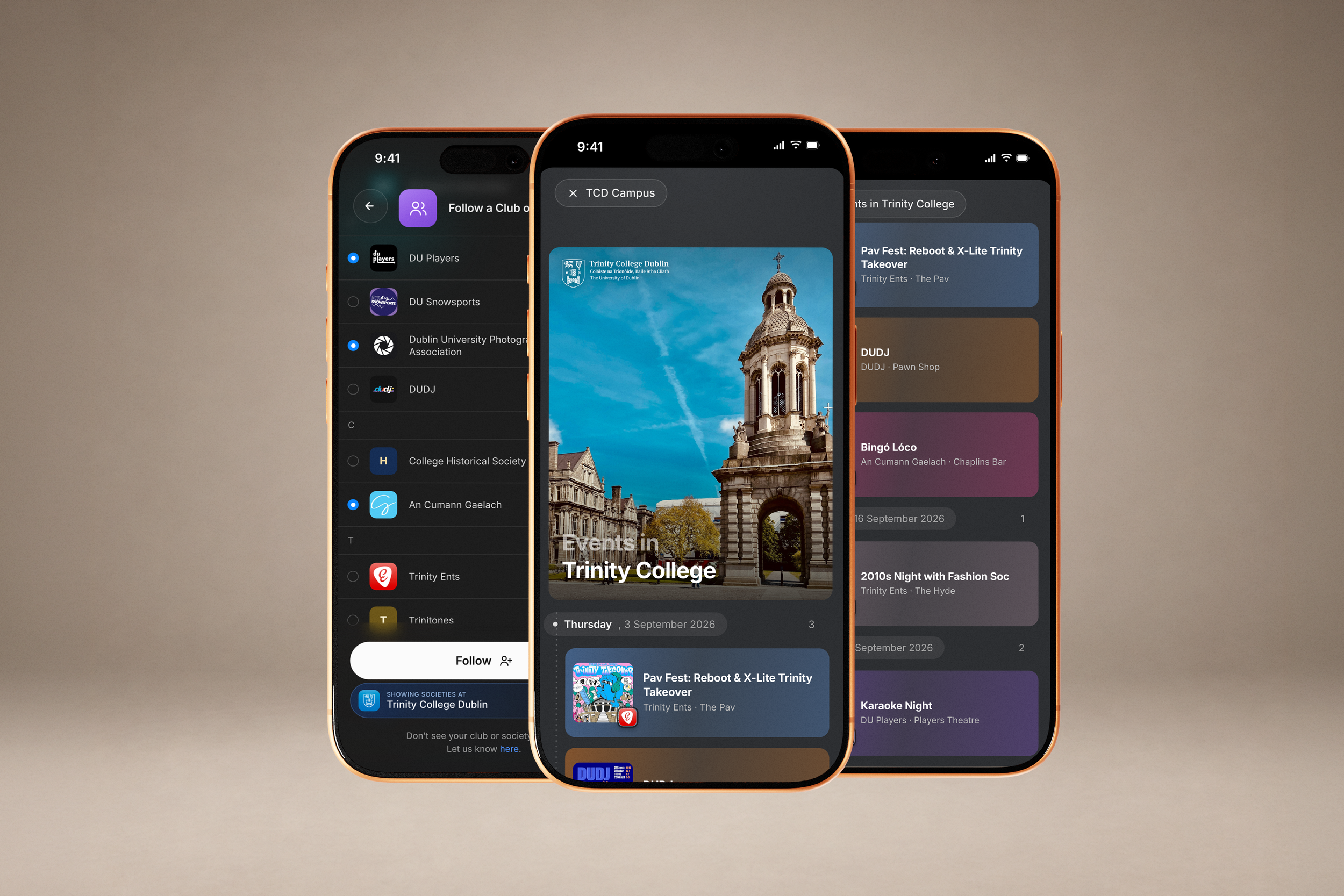 UniPass showing events on at a student&rsquo;s own campus