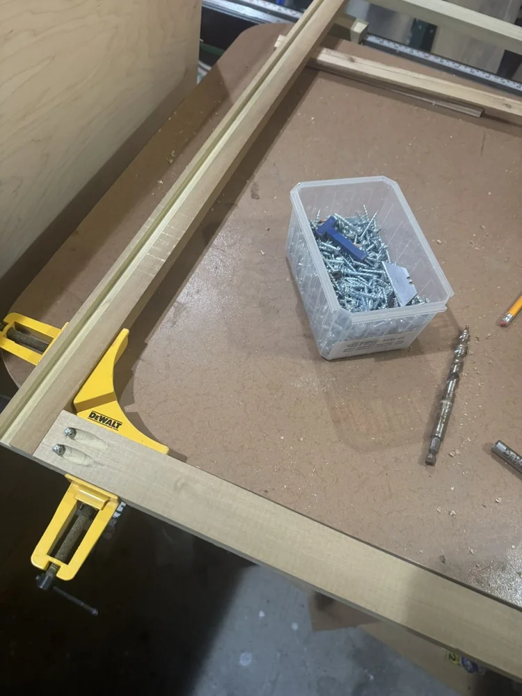 Assembling a cabinet face frame – Hilltown, PA attic playroom