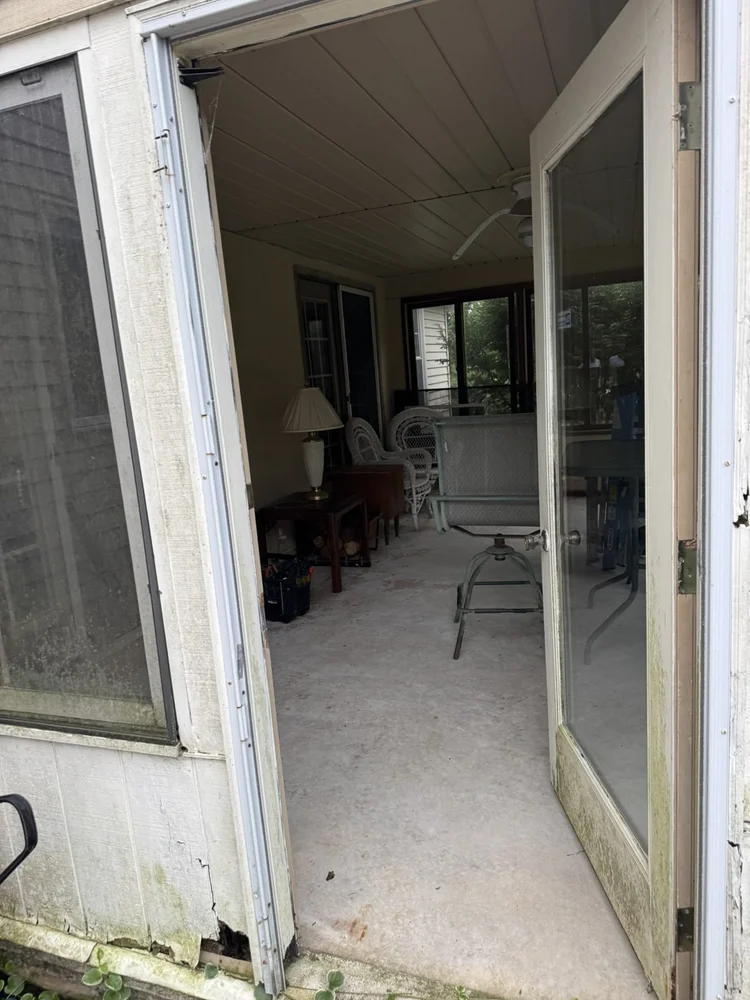 Old enclosed porch door before the remodel – Lower Macungie, PA four season room