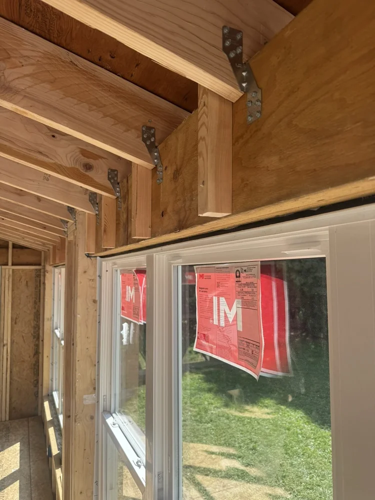 New 2x8 rafters and new windows during construction – Lower Macungie, PA four season room