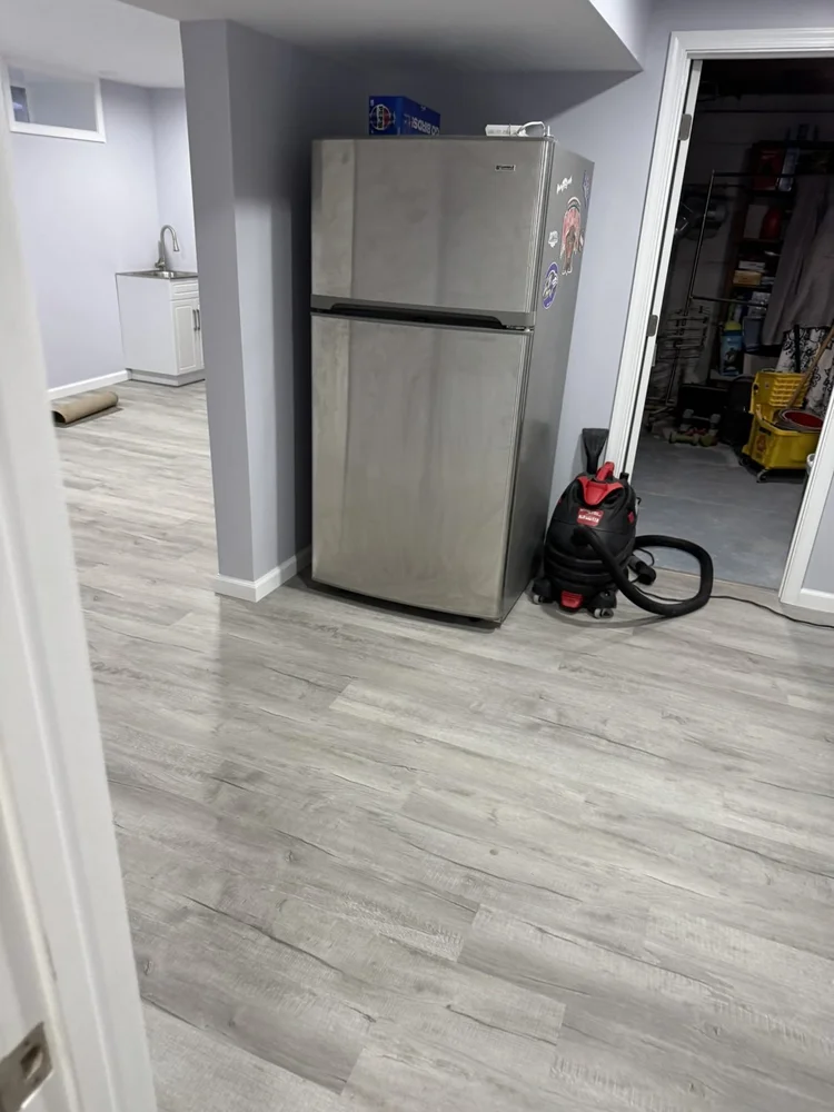Storage area and fridge space – North Wales, PA basement remodel