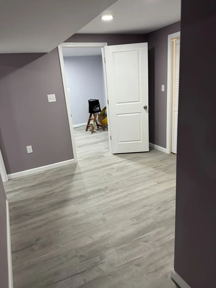 Finished basement hallway and bedroom door – North Wales, PA basement remodel