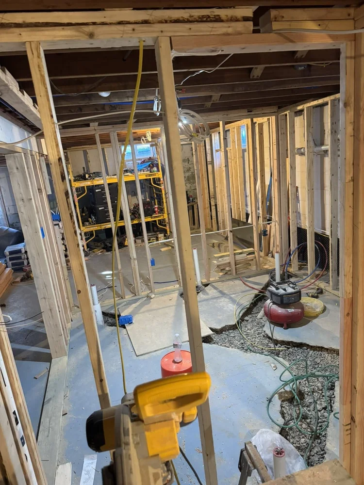 Basement framing before the remodel – North Wales, PA basement remodel