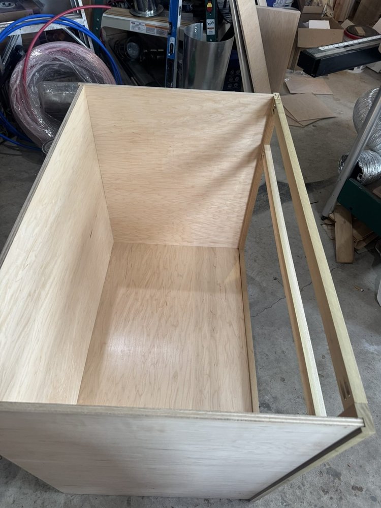 Building the custom cabinet boxes in our shop – Hilltown, PA attic playroom