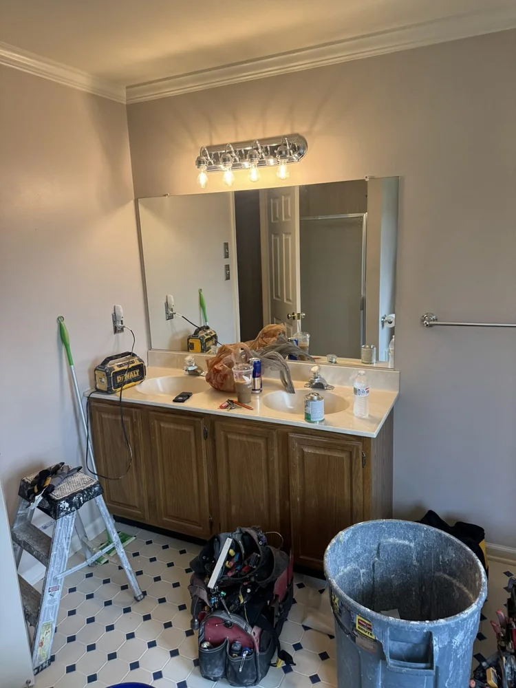 Old vanity before the remodel – Hatfield, PA primary bathroom remodel