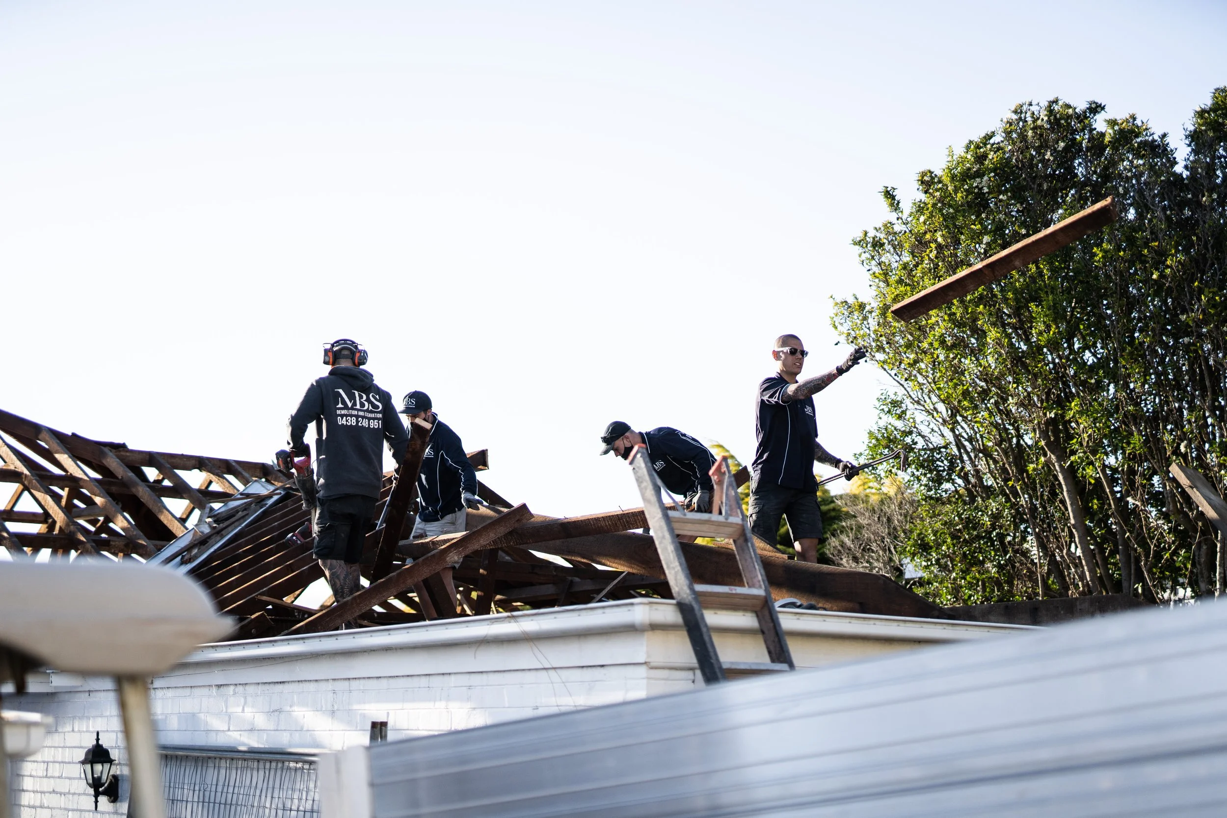 Residential demolition in progress