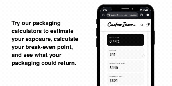 Interactive CustomBoxes.io packaging return on investment calculator