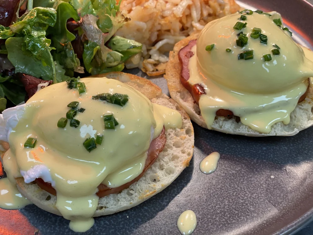 Eggs benedict at weekend brunch
