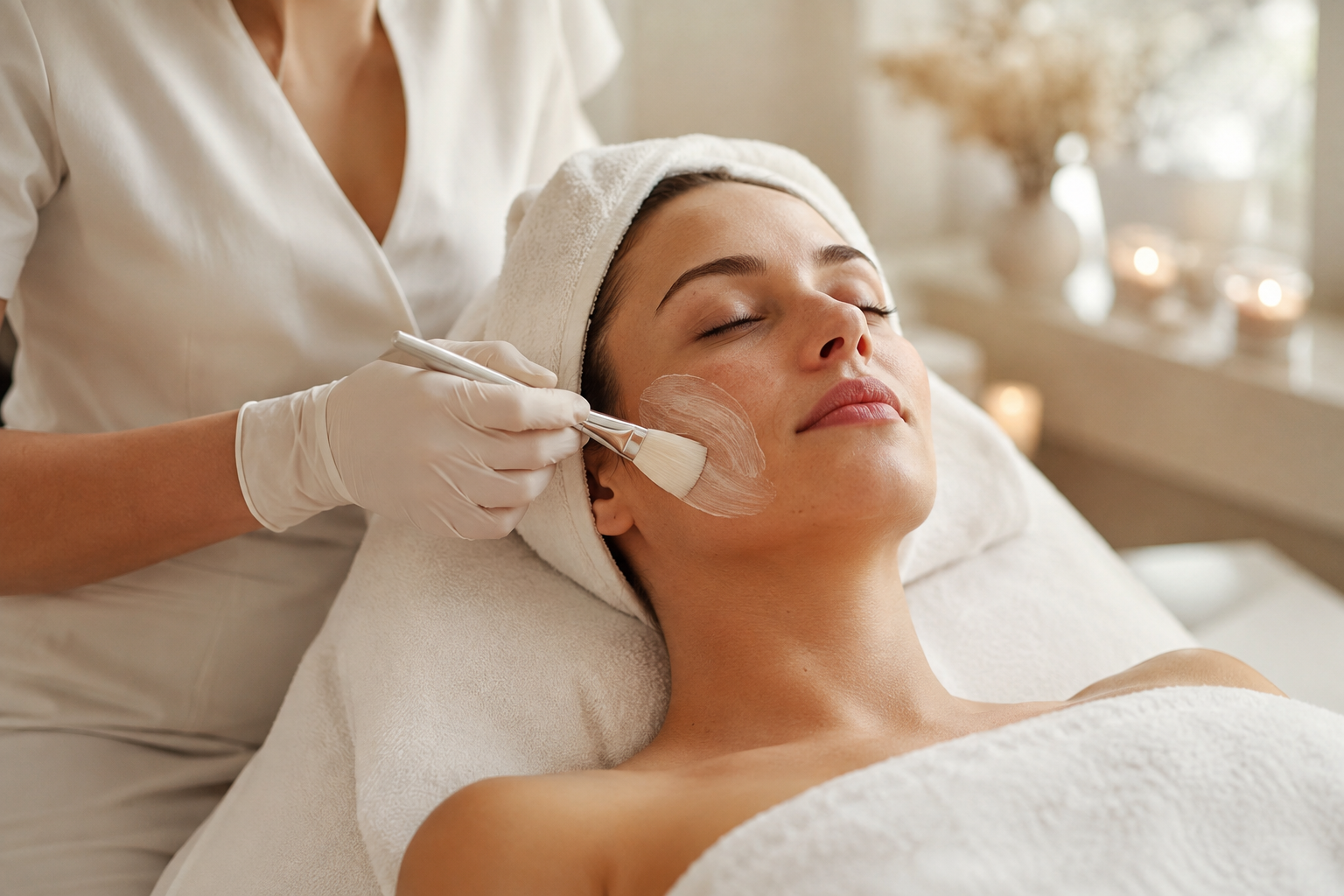 Esthetician performing a customized facial treatment at Vanilla Sugar Face & Body in Peoria