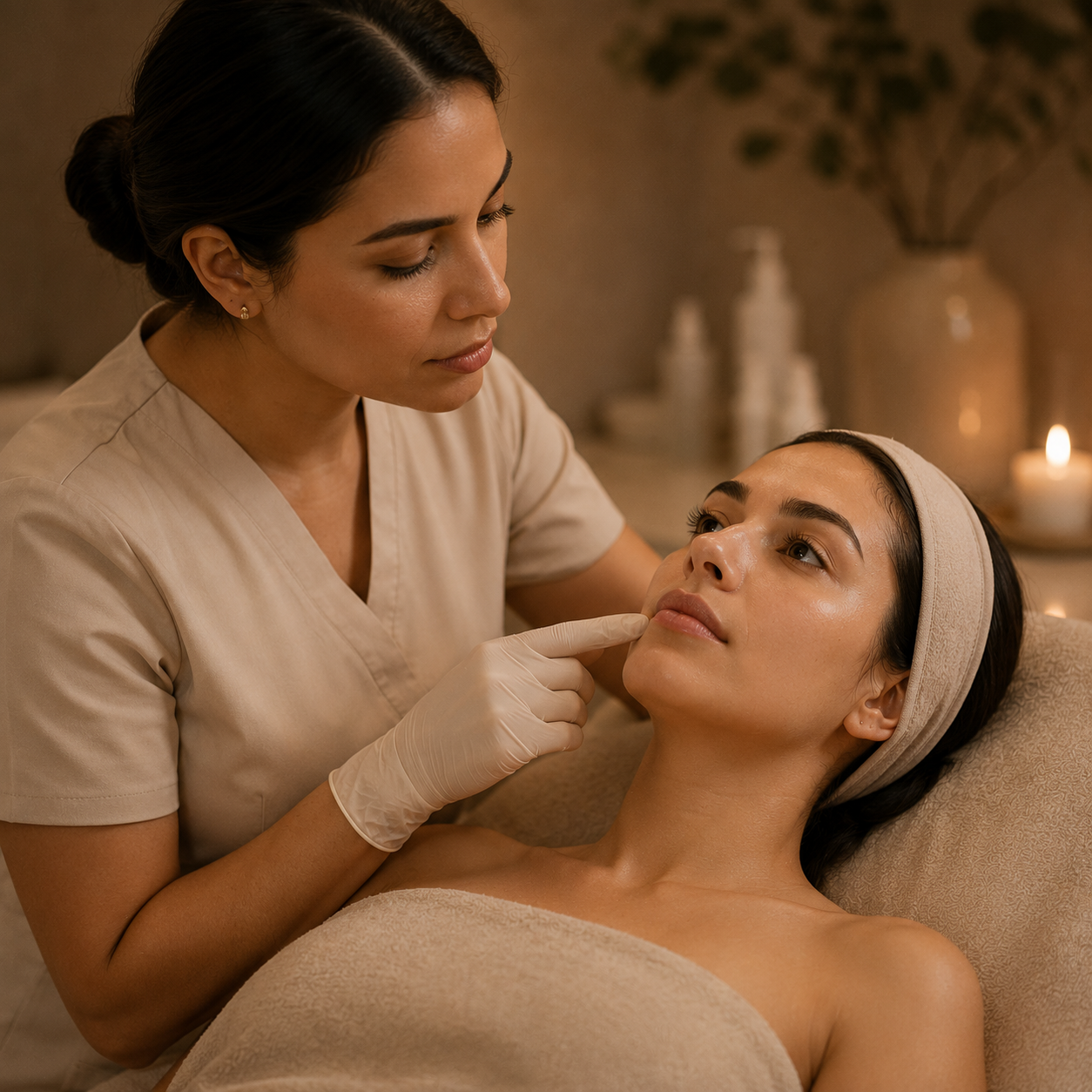 Esthetician preparing a customized chemical peel