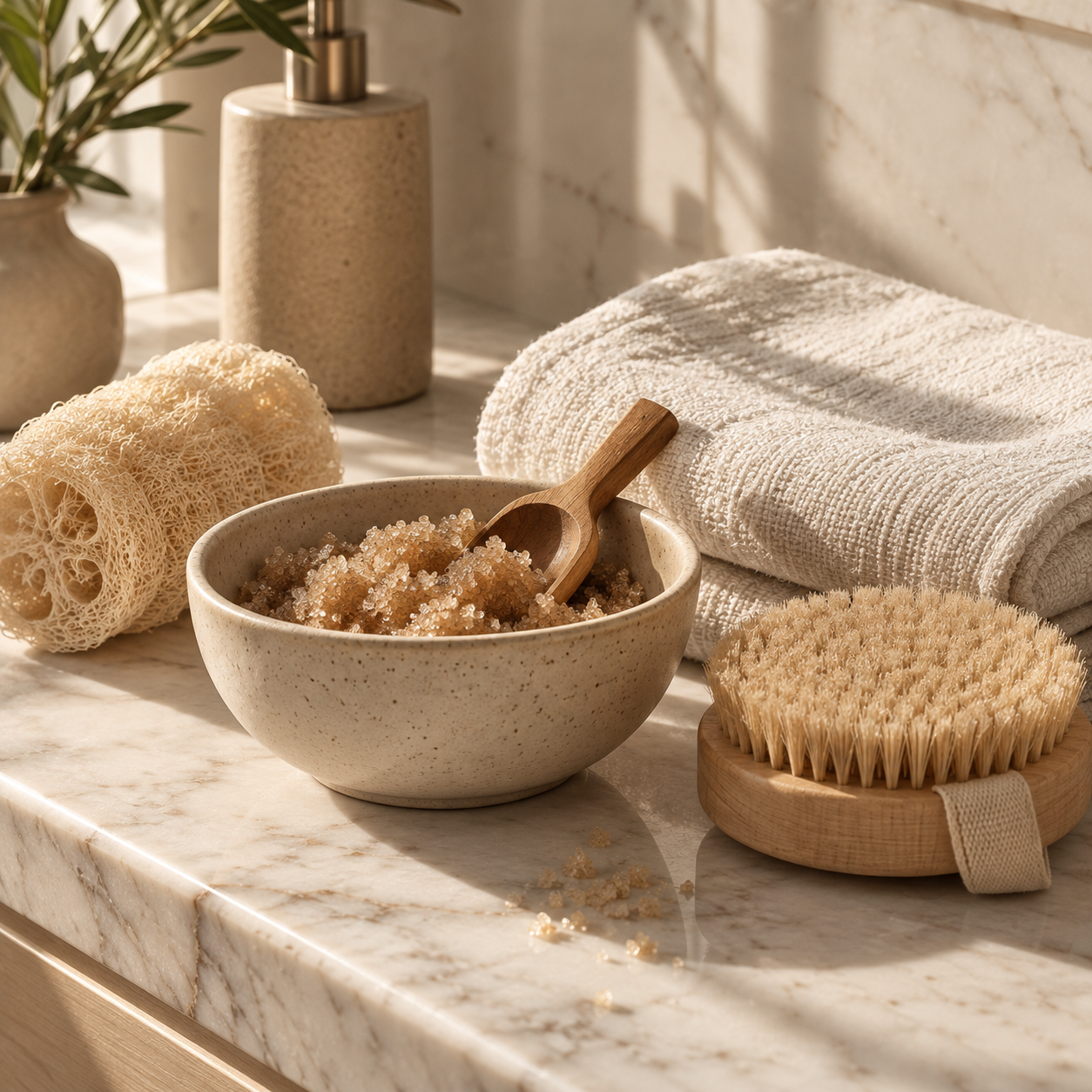 Exfoliating and preparing skin before a spray tan