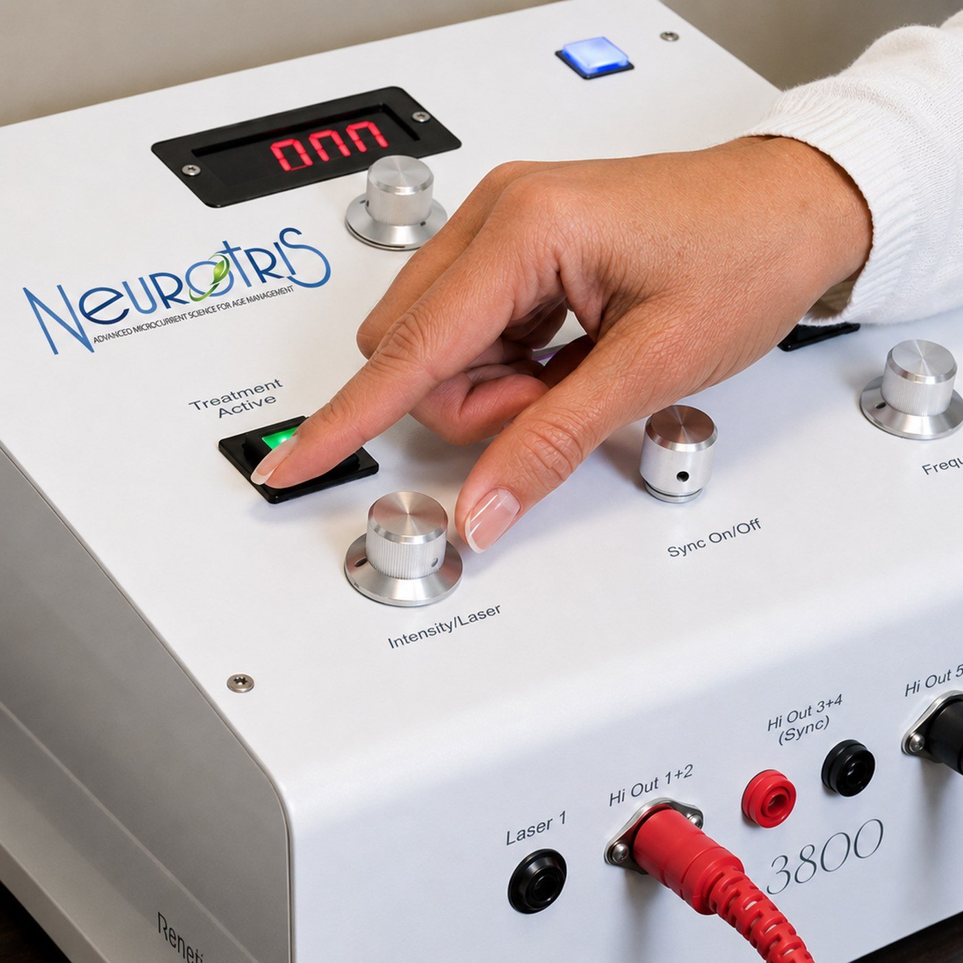 The Neurotris 3800 microcurrent machine used at Vanilla Sugar Face & Body in Peoria, the only FDA-approved microcurrent device in the United States