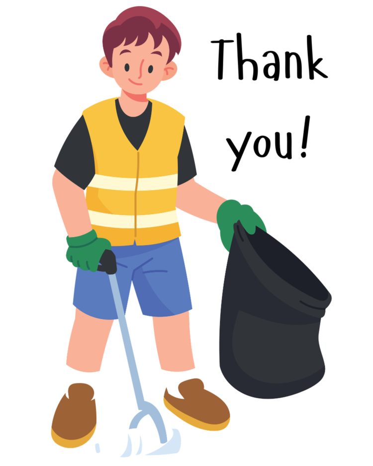 Graphic of boy picking up litter