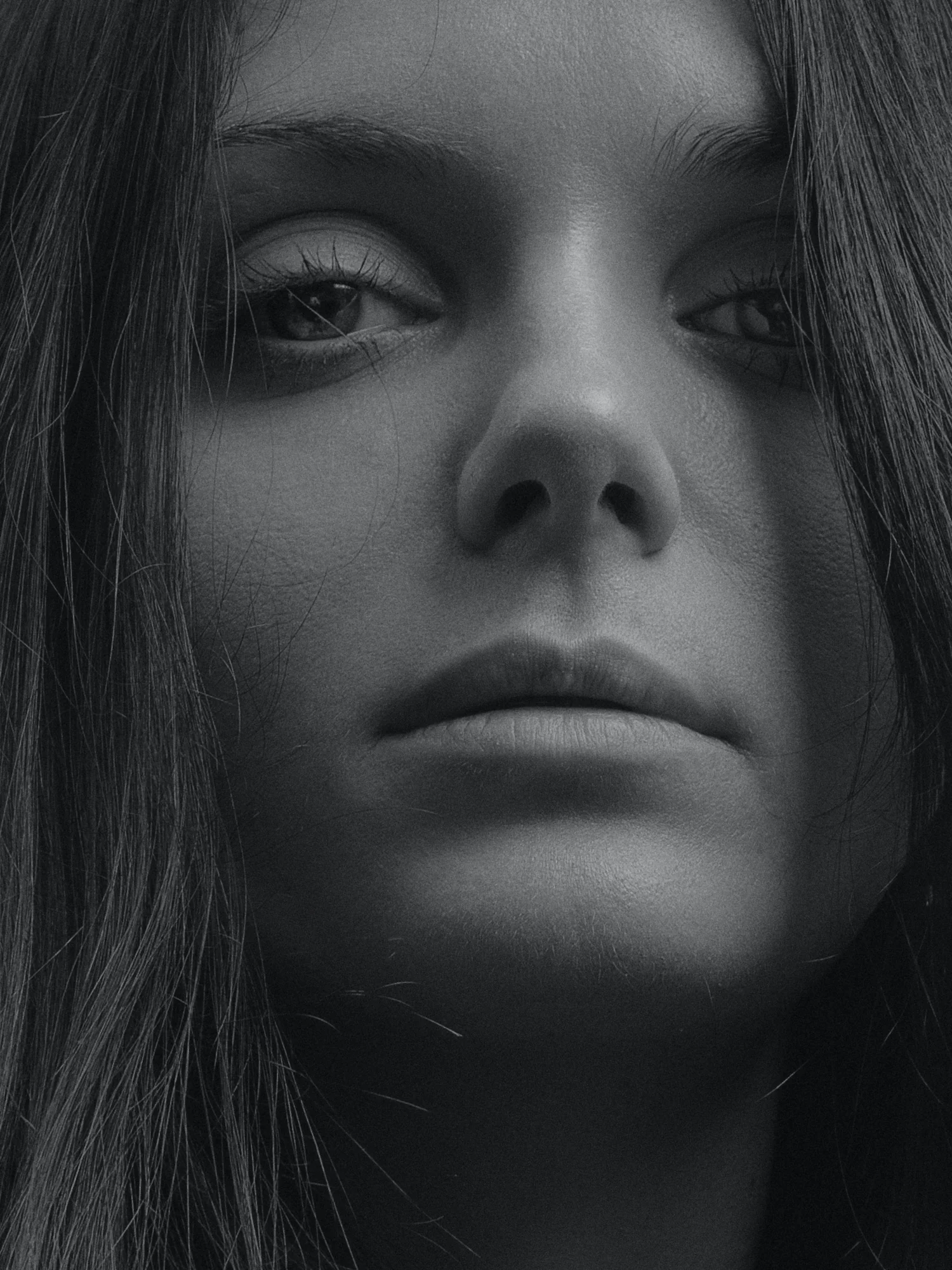 Close-up of a face in soft light