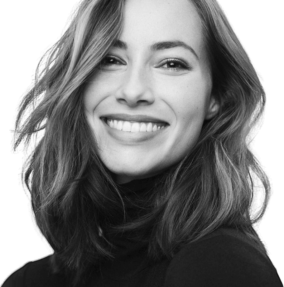 Black and white portrait of a smiling woman