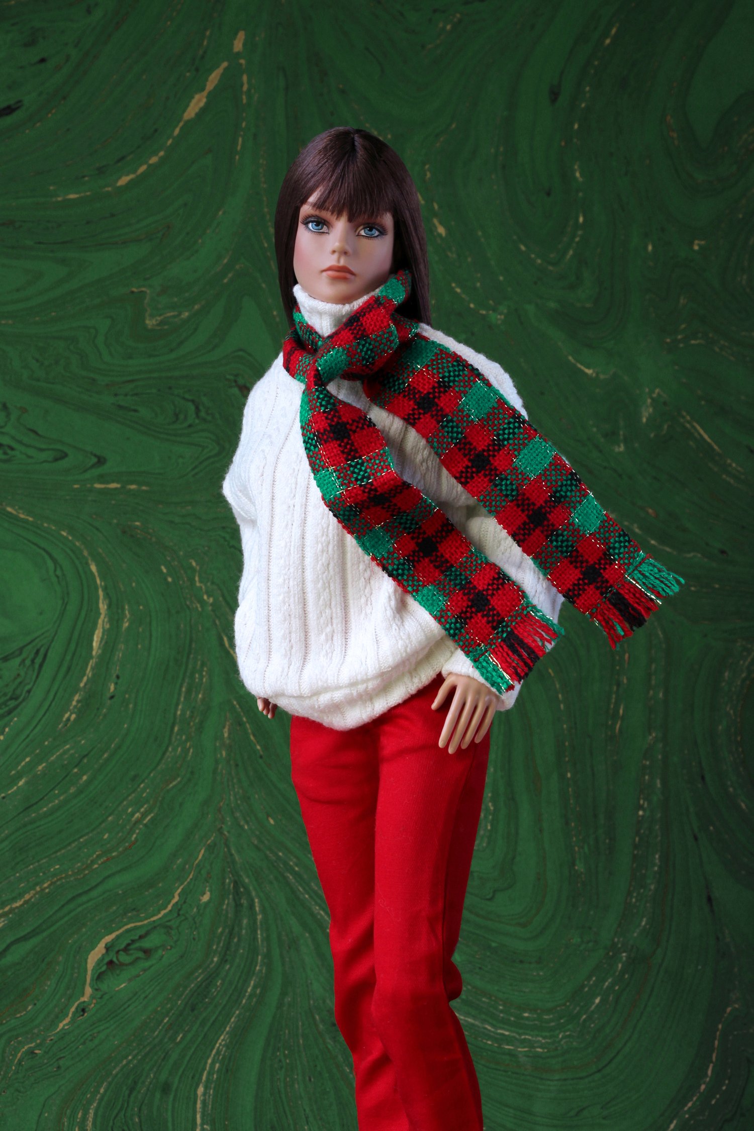 Long Festive Plaid Scarf with Fringe {Different Style from Dream Box Scarf}  — Virtual Doll Convention