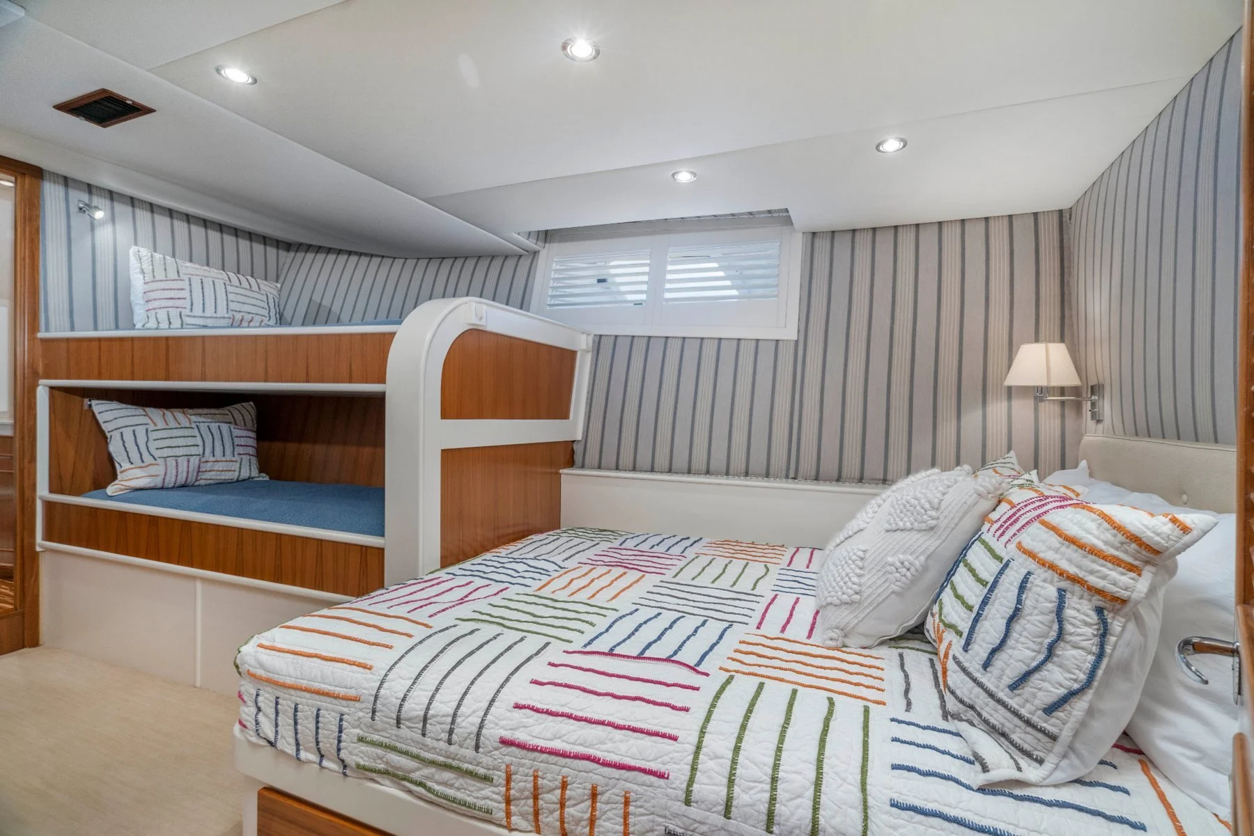 Wild Dawn queen bed with two built-in bunks