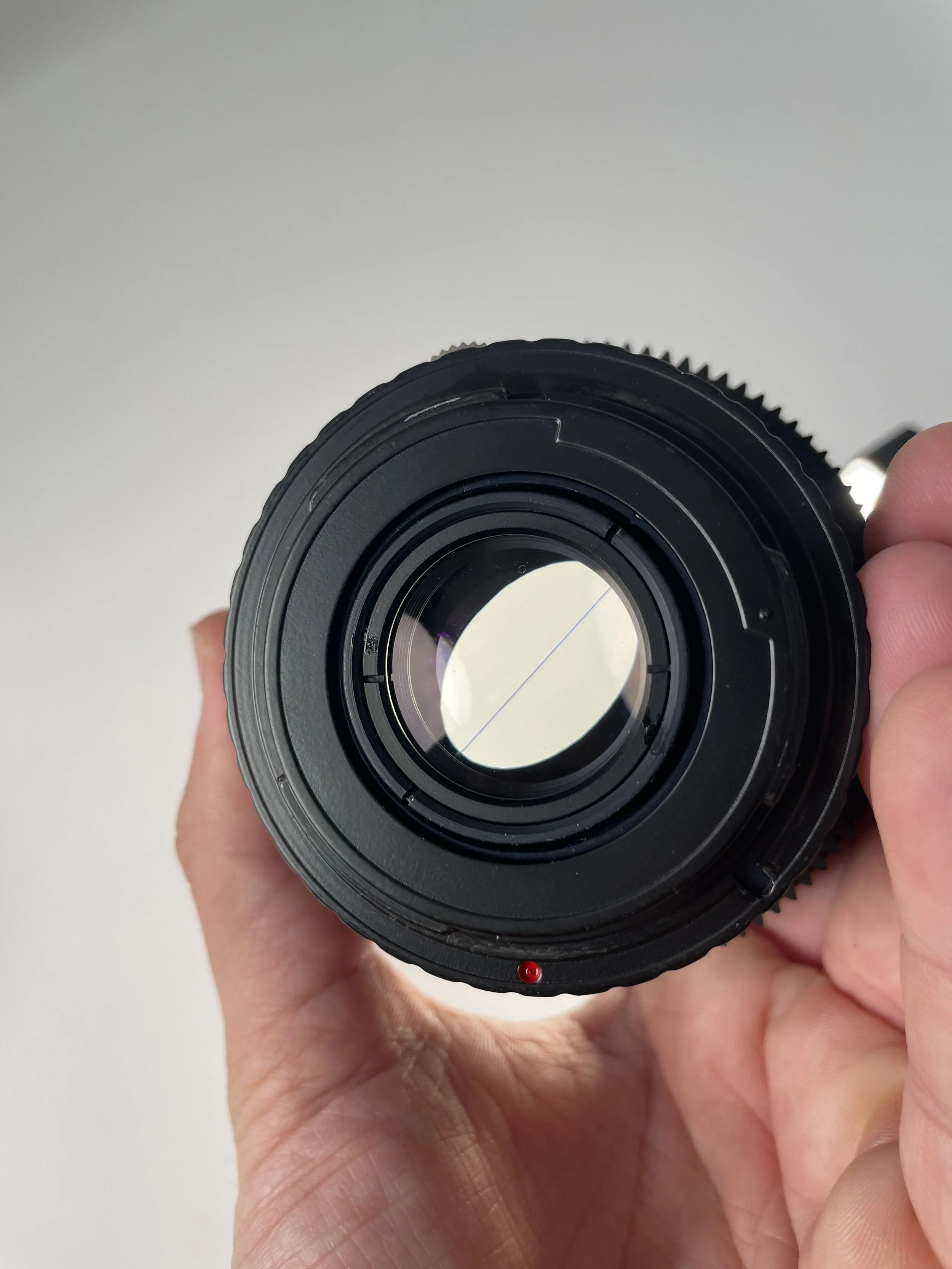 Helios-44M, rear element and mount.