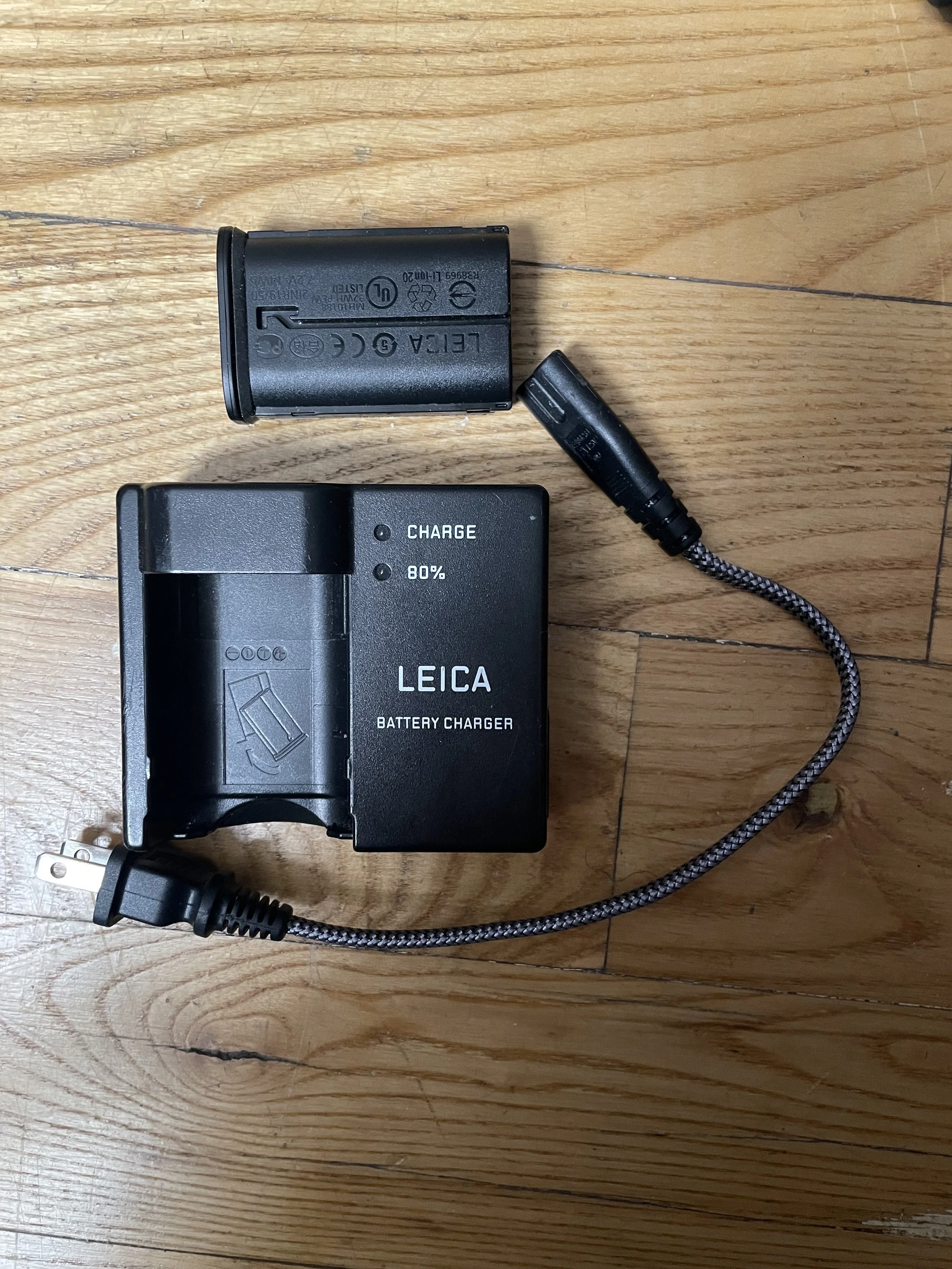 Leica battery, charger and lead — IMG_2154