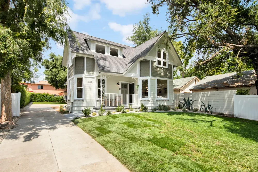 Classic Los Angeles area home shaded by mature trees